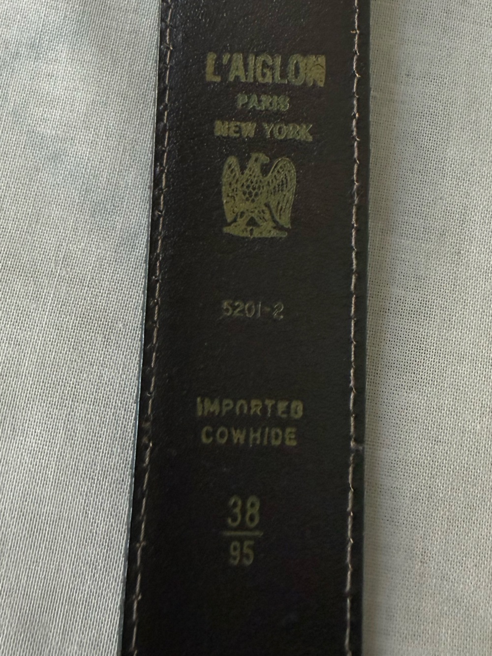 L’Aigle Paris New York Vintage Men’s Brown Leather Dress Belt 38 Fathers Day Gif - Picture 11 of 16